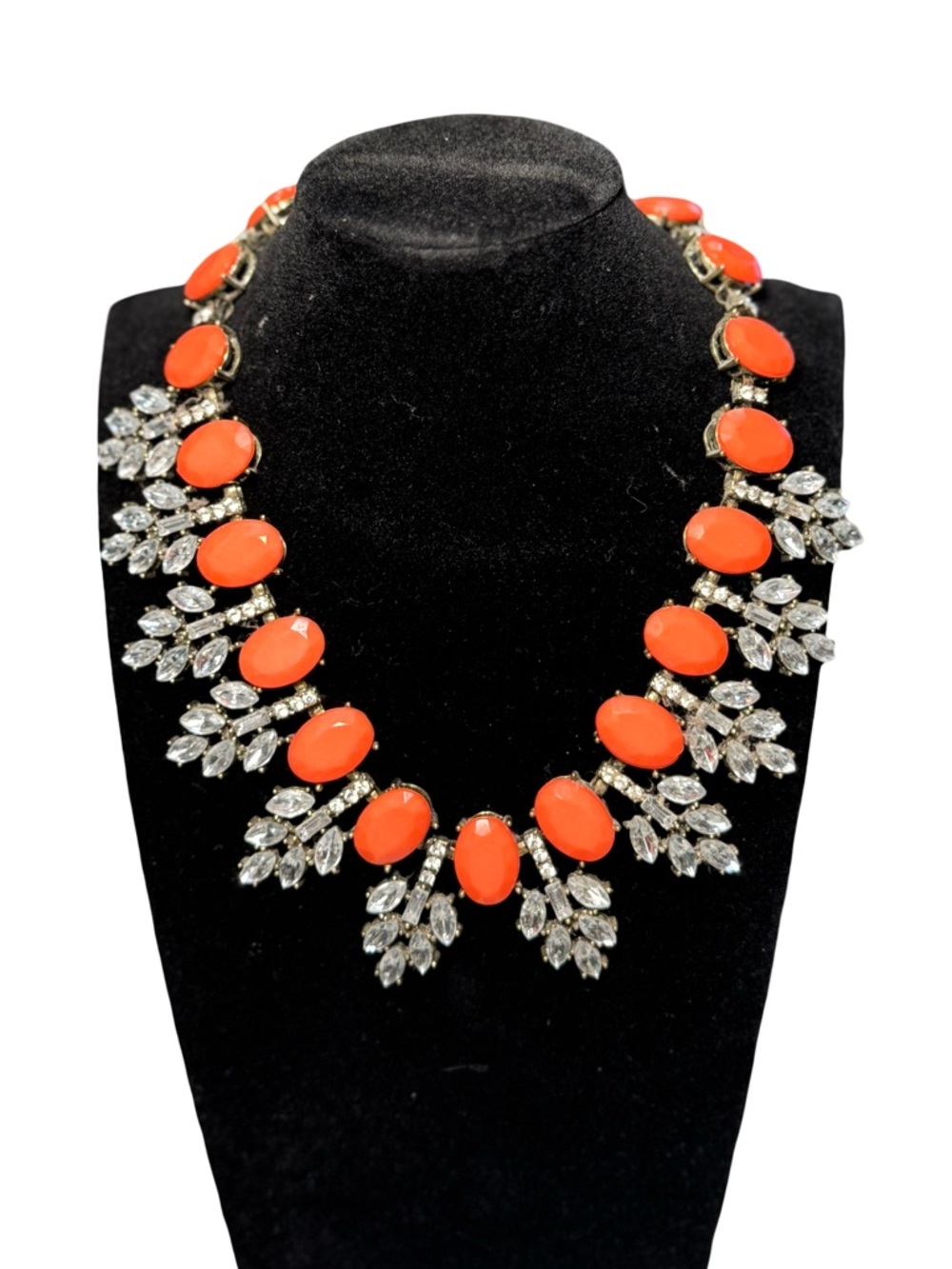 🔸💍 J. Crew Orange and‎ Crystal Statement Necklace 💍🔸
